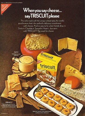 1970 Nabisco Triscuit Wafers Cheese vintage Print Ad 70's Food Advertisement