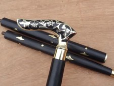 36'' Victorian Antique Brass Handle Wooden Vintage Designer Walking Stick Cane