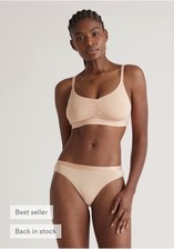 NWOT Quince Women  s L Micromodal Ruched Bralette 2 Pack Warm Sand