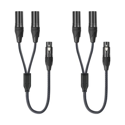 HUALEU 2FT XLR Female to Dual Male Y 2Ft*2Pack, 1 2 