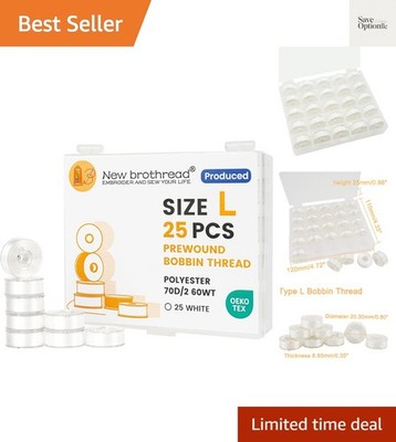 25pcs Type L SA155 Size White Prewound Bobbin Thread Plastic Side for for Com...