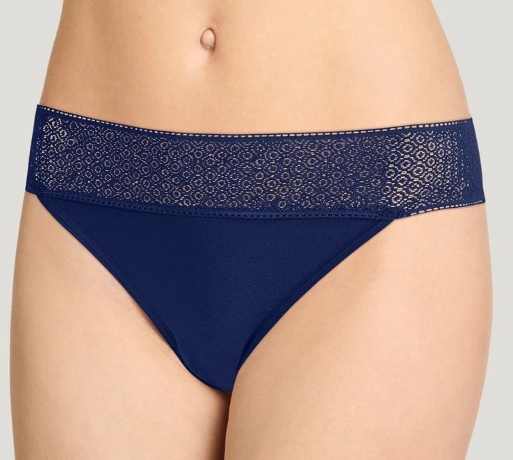 Jockey Women 3-Pack NAVY BLUE Size 10/3X Underwear Soft Touch Lace Modal BIKINI - Image 2 of 3