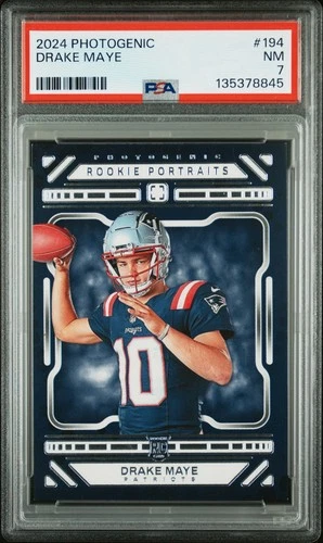DRAKE MAYE 2024 PHOTOGENIC ROOKIE PORTRAITS PATRIOTS RC NM PSA 7 #194