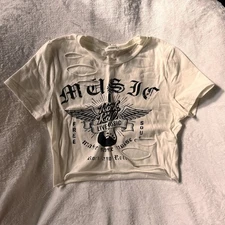 Women’s Ripped Rock n Roll Live Music Crop Top Alternative/Grunge