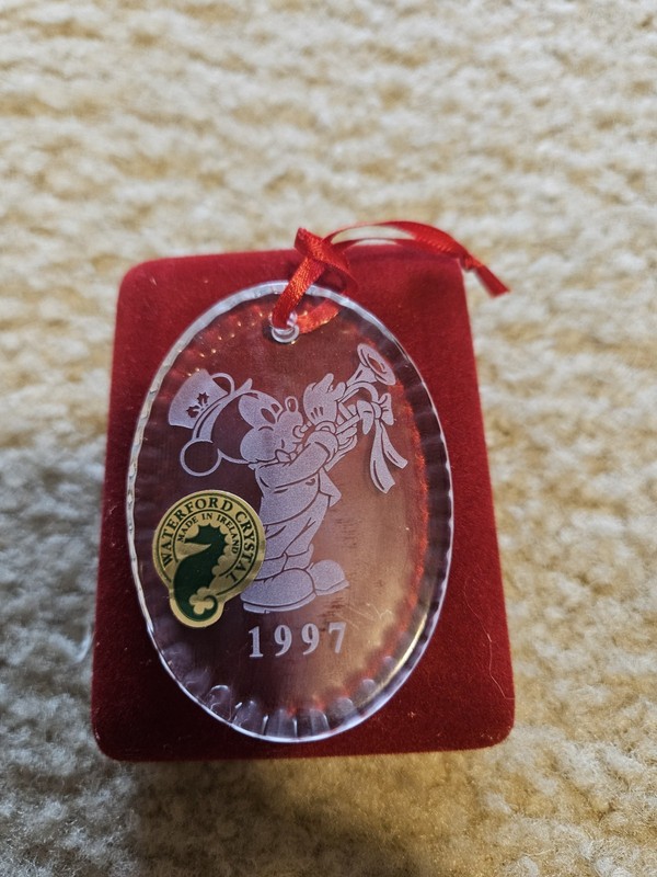 1997 Waterford Crystal Disney Mickey Mouse Ornament In Original Box