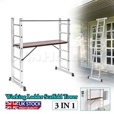 Scaffolding Ladder 3in1 Multi-Purpose Work Platform Tower for Indoor Outdoor Use