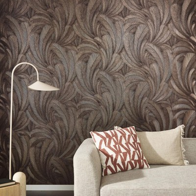 Plume Bronze Leaf Wallpaper Metallic Vinyl Erismann 1047648 10m Roll