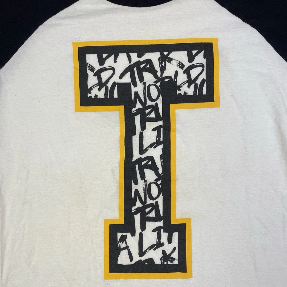 Trukfit мужской XL «T» логотип 3/4 рукава реглан графический футболка белый / черный - Изображение 2 из 4