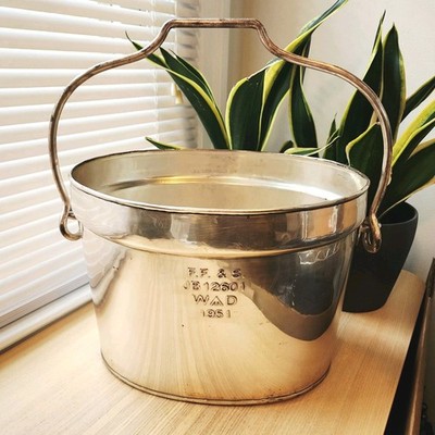 Vintage Restoration Hardware Champagne Bucket Wine Chiller Ice Fire Silver Plate