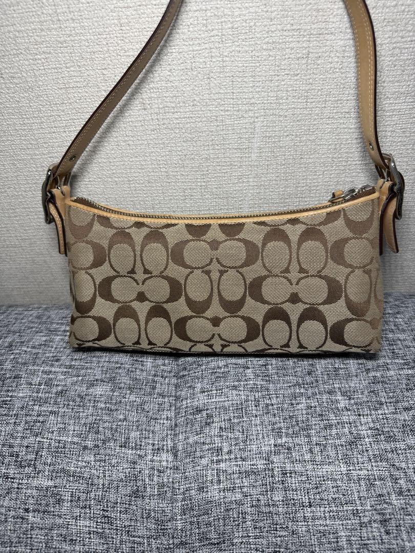 COACH Signature One Shoulder Bag in Brown Canvas and Leather 9.4x5x2.7 inches