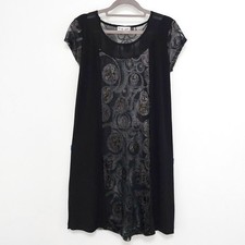 THE ARK Dress L Black Sequin Detail Sheer Short Sleeved Party Dress C1143