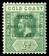 Togo 1915 KGV �d green "CCUPATION" FOR "OCCUPATION" variety superb MNH. SG H34f.