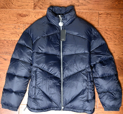Armani Exchange A|X Navy Blue Down Puffer Jacket Quilted 