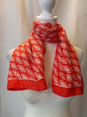 Multicolor Multifunctional Orange / White Scarf (14'' x 42'')