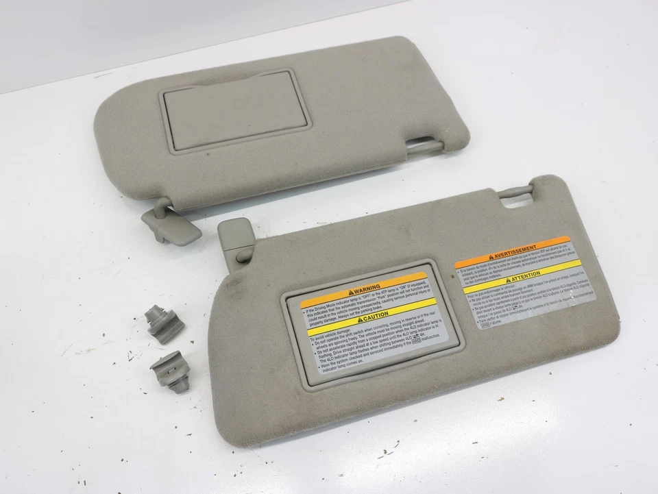 2013-2021 Nissan Frontier Driver & Passenger Side LH RH Sun Visors Gray Cloth - Image 2 of 4