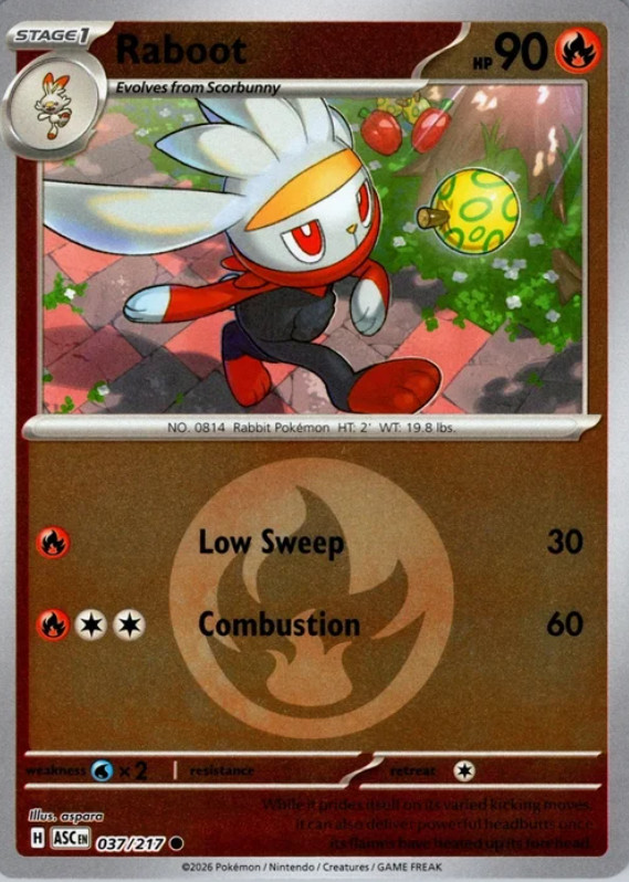 Pokemon Raboot (37/580) Ascended Heroes LP REVERSE HOLO- Energy Symbol Patter