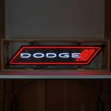 Dodge Light Up Neon Garage Wall Sign in Steel Can Housing 60"x12"x6"
