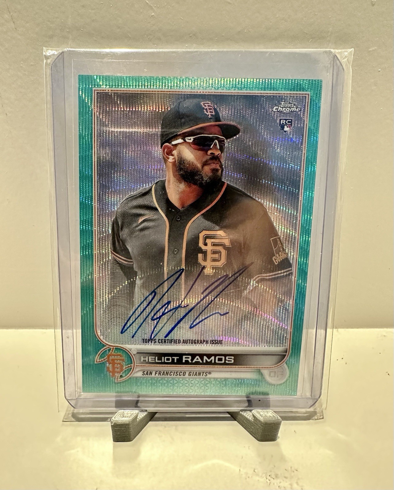 2022 Topps Chrome Heliot Ramos Rookie Auto /199 Aqua Wave San Francisco Giants