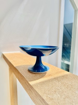 Emalox Norwegen eloxierte Emaille tiefblau Fuß Sockel Schale MCM Art Nr 5014