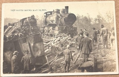 1911 White River Junction VT, Train Wreck, Windsor County, RPPC Photo Postcard
