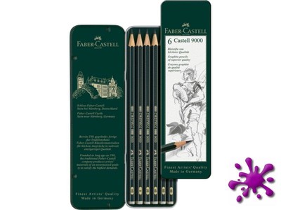 Bleistift Castell  9000 6er, gemischt, im Blechetui