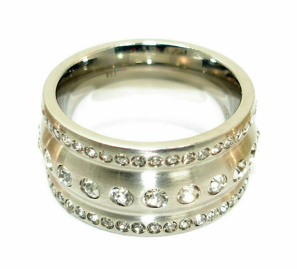 Edelstahl Ring Damen silber rose gold Partnerring Freundschaftsring strass Band - Bild 4 von 4