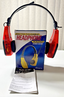 Vintage Advantage Foldable AM/FM Headphone Radio Red Model AD-306