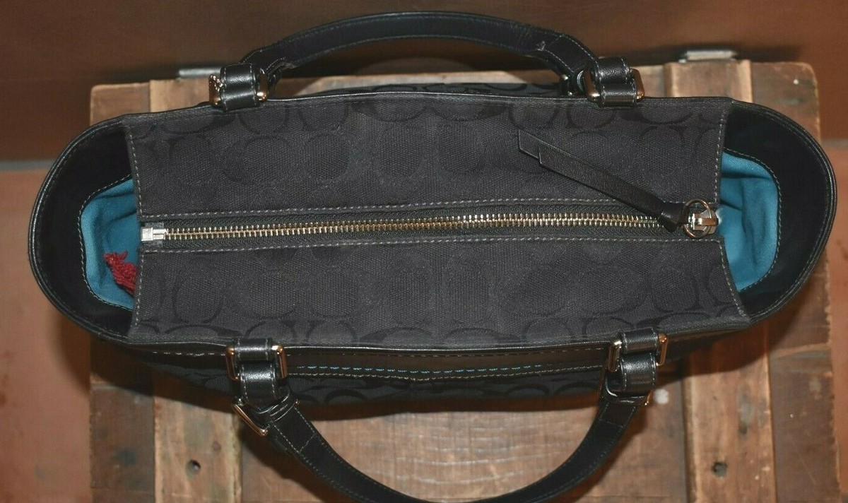 Coach Signature Gallery Handbag Black Jacquard 8k49 | eBay Coach Signature Gallery Handbag Black Jacquard 8k49 | eBay