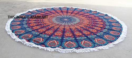 48" Beach Roundie Hippie Mandala Round Tapestry Boho Yoga Mat Bohemian Sheet US - Picture 56 of 149