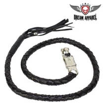 50" Inches Hand-Braided Leather Motorcycle Get Back Whip for Handlebar Biker