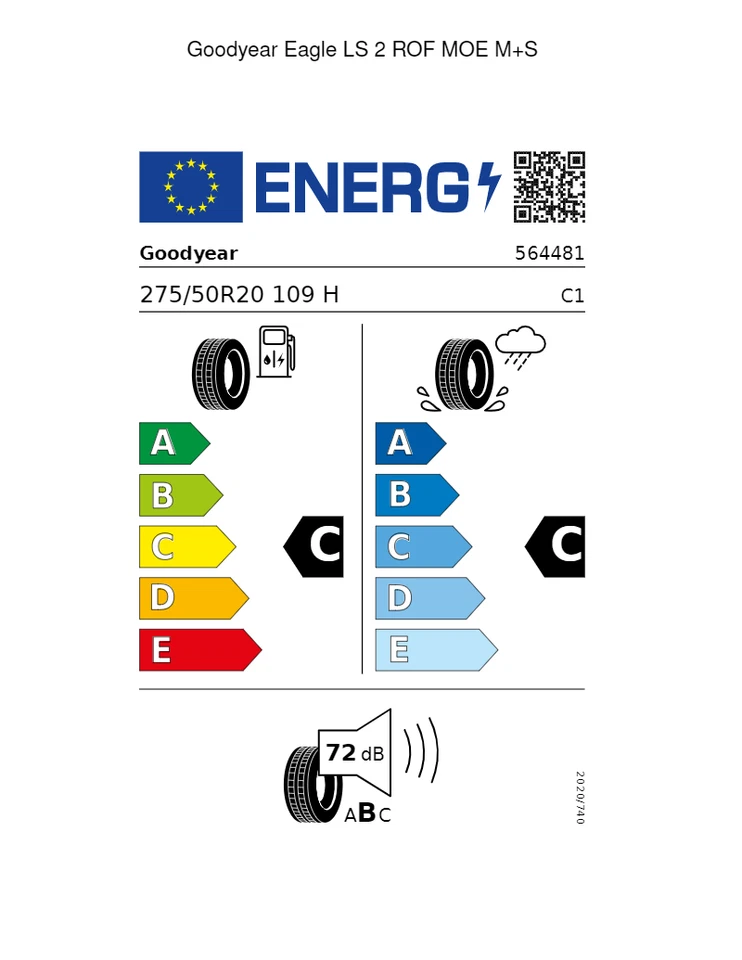1x 275/50 R20 109H ROF MOE FR M+S GOODYEAR EAGLE LS-2 Sommer Reifen  DOT 16 - Bild 3 von 3