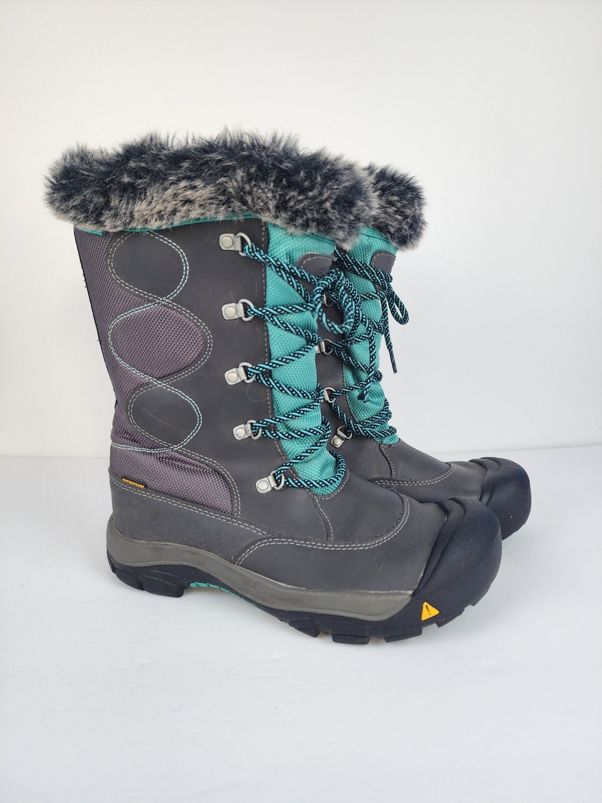 Scarpe Keen Kelsey stivali da neve bambino taglia 5 blu grigi pioggia stivali da neve ragazze donne