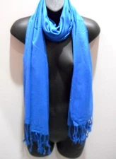 Scarf Shawl Wrap Pashmina Fringe Blue Unisex Long Wide Fringe Sarong NEW FUL-510