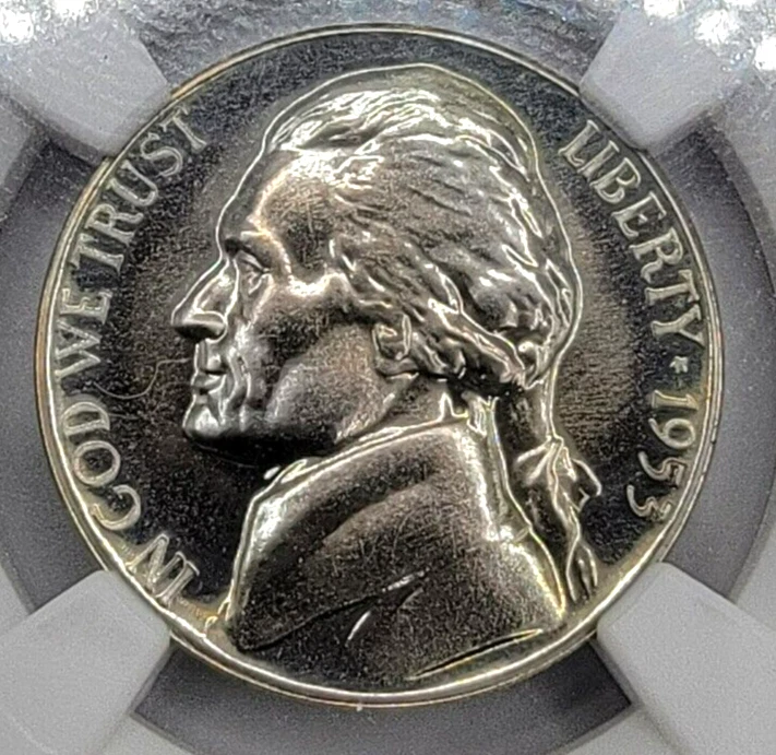 1953 Proof Jefferson Nickel Recut Ribbon FS 401 PF 67 NGC PR 67 Light Tone - Image 2 of 4