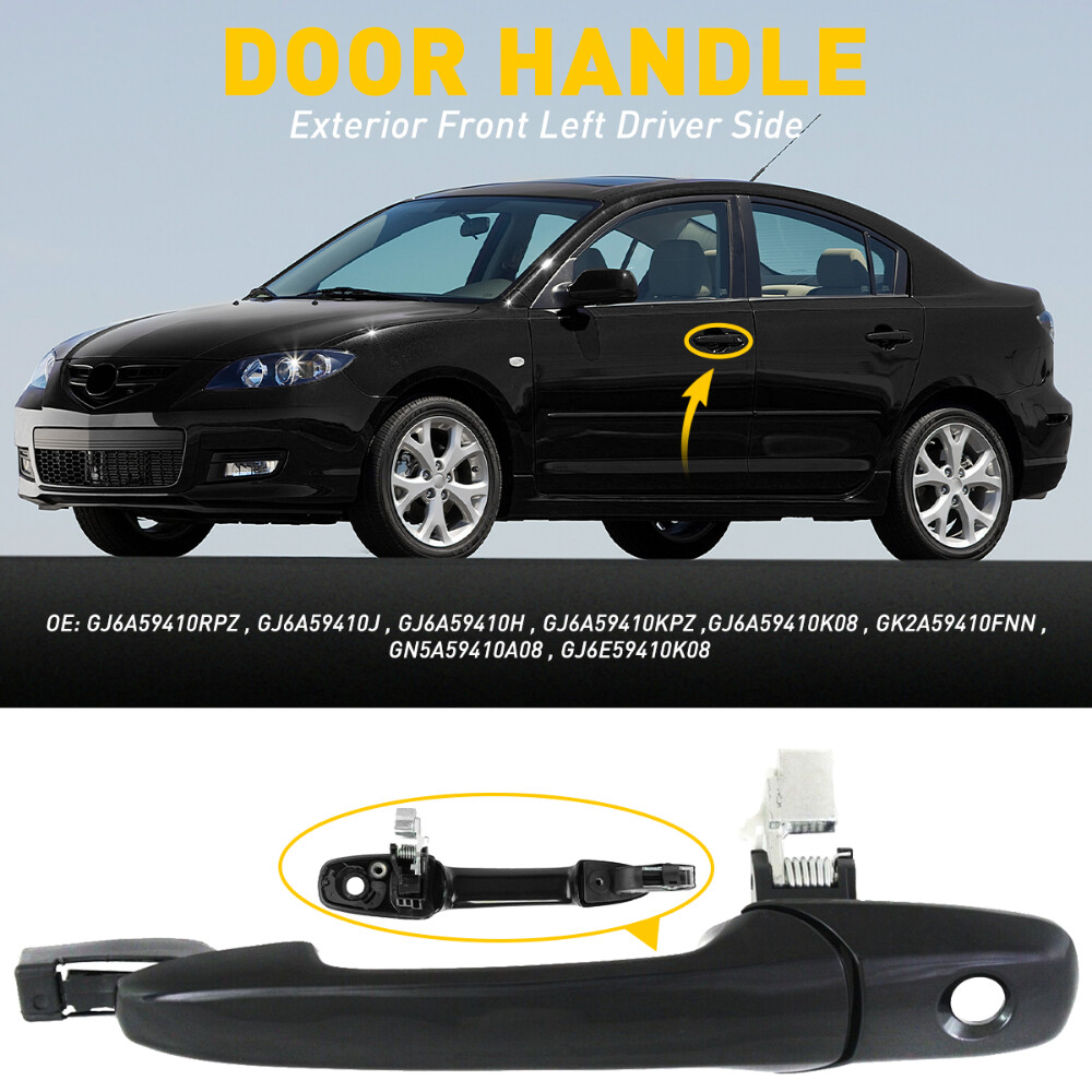 Front Driver Door Outer Handle Gloss Black For Mazda 3 6 CX-7 CX-9