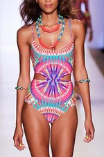 NWT 246 Mara Hoffman Reversible Lace-Up One-Piece XS Supernova Red