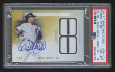 2017 DIAMOND ICON Derek Jeter GOLD 1/1 AUTOGRAPH DUAL GAME JERSEY SWATCH HOF PSA