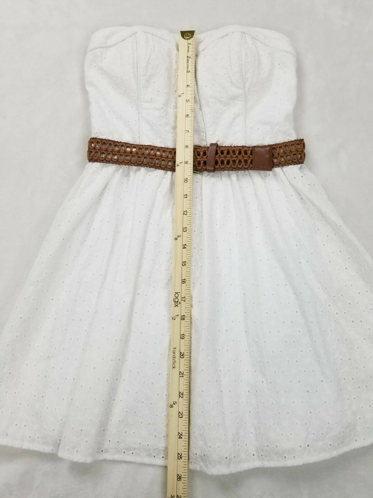 VALENTINO Abito senza spalline My Michelle adatto cintura svasata Sweetheart taglia 7 coppe imbottito bianco