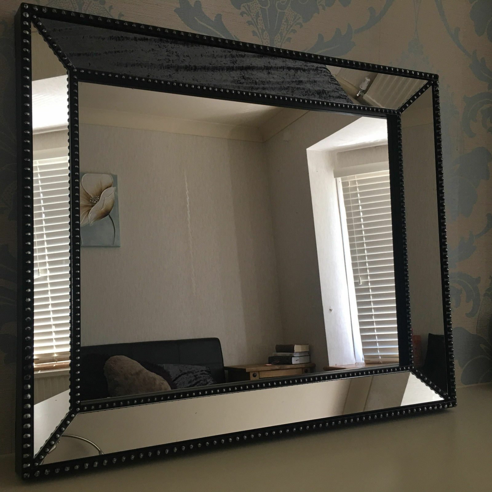 industrial style wall mirror beaded bevelled wall mirror bathroom