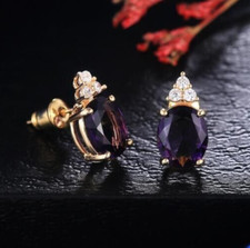 Crown Girls Christmas Gift Earrings 14K Yellow Gold Plated Amazing 2CT Simulated