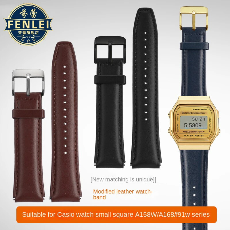 18mm Leather Watch Band Strap For Casio AE1200 A158W A168 AE