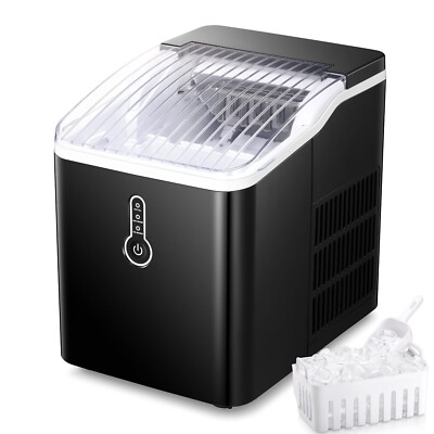 YUKOOL Ice Maker, 8 Min/9 pcs  Ice, 24H/26lbs  with  Ice Scoop and Ice Basket.