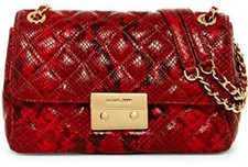 🌞MICHAEL KORS SLOAN RED BLACK SNAKE LEATHER LARGE CROSSBODY SHOULDER BAG🌺NWT!