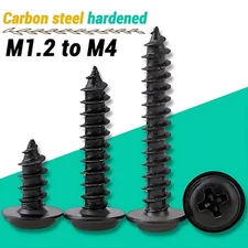 Black Hardened Cross Phillips Pan Round Head Self Tapping Wood Screw M1.2-M4