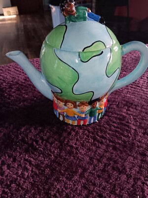 Save The Children Hand Painted Teapot Collectible Centrum Kids We Are The World