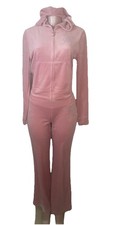 New Juicy Couture Velour Flare Tracksuit Sweatsuit Baby Pink Valentines Small