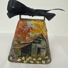 Large Primitive Vintage Metal Farm Cow Bell 5" Hand Painted Rustic Nashville TN