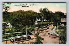 Augusta ME-Maine, Monument Park, Trolley Car New Augusta House, Vintage Postcard