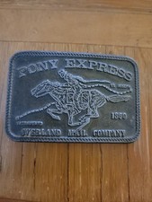 Vintage Metal Pony Express Belt Buckle In Good Condition