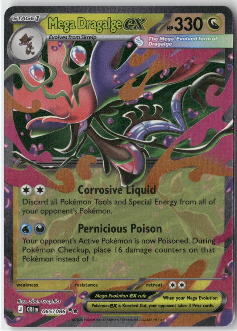 Mega Dragalge ex 065/086 Holo Double Rare Chaos Rising Pokemon Near Mint